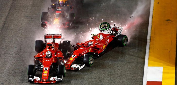 Vettel y Räikkönen sufren un accidente