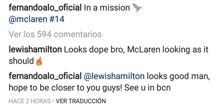 Hamilton escribe a Alonso en Instagram