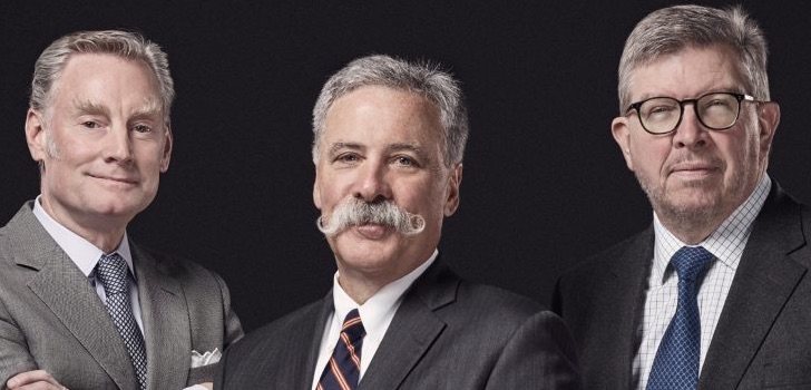 Sean Bratches, Chase Carey y Ross Brawn