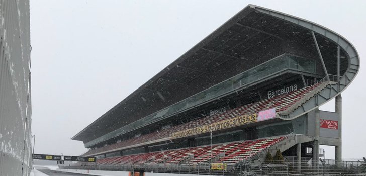 Circuit de Barcelona-Catalunya totalmente nevado