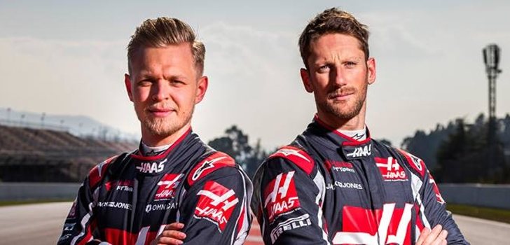 Magnussen y Grosjean, en una imagen promocional de Haas