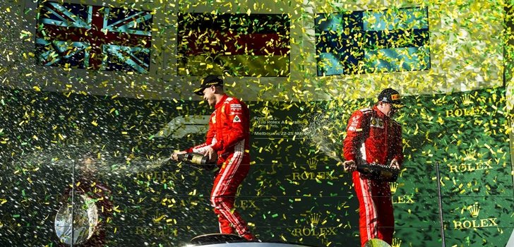 Vettel y Räikkönen en el podio de Albert Park