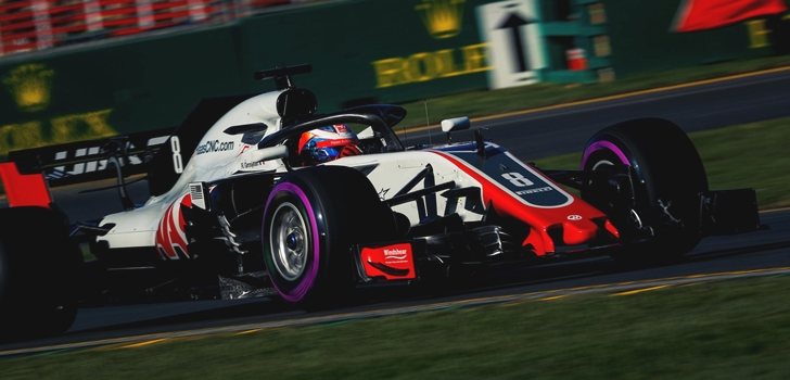 Grosjean rueda en Albert Park