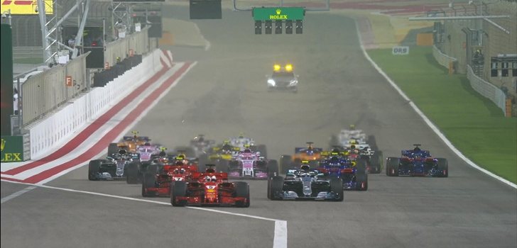 Los monoplazas e F1 en el GP de Baréin