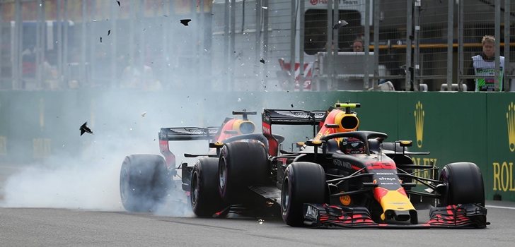 Ricciardo y Verstappen sufren un accidente durante el GP de Azerbaiyán 2018