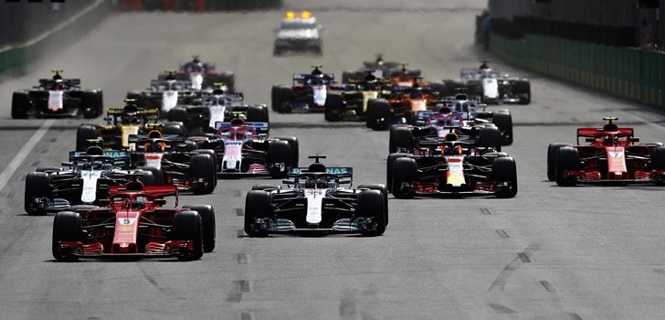 Los pilotos de Fórmula 1, en el Circuito de Bakú 2018