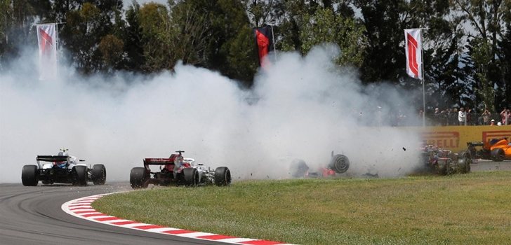 Grosjean sufre un accidente en el GP de España 2018