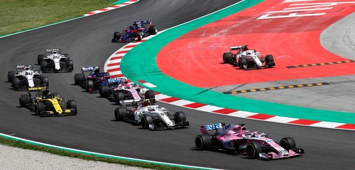 Sergio Pérez, durante el GP de España 2018