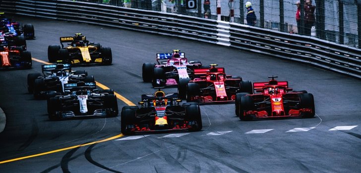 Vettel, en la salida del GP de Mónaco 2018