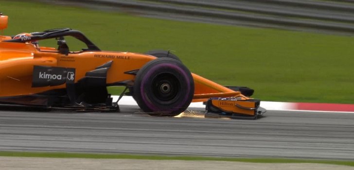 Vandoorne rompe el alerón delantero de su monoplaza