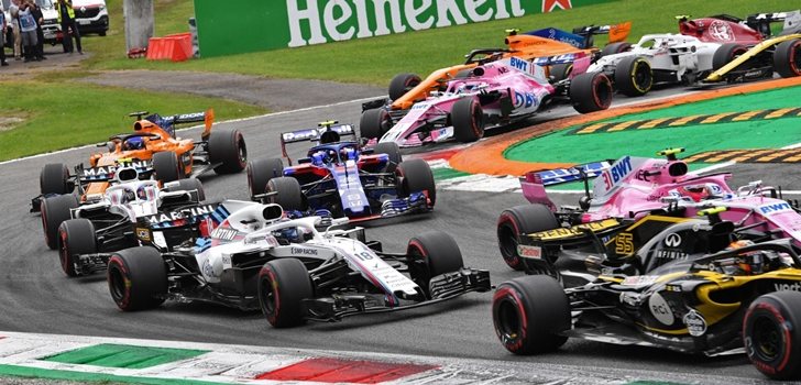 Stroll, en la salida del Gran Premio de Italia 2018