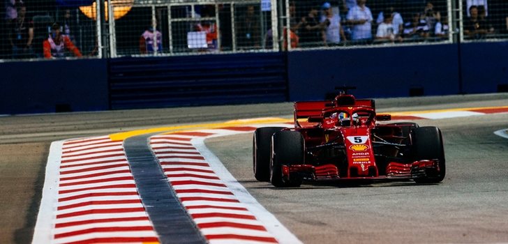 Vettel, durante el GP de Singapur 2018