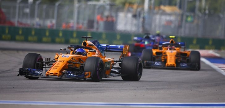 Los McLaren, durante el GP de Rusia 2018