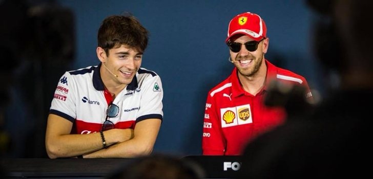 Leclerc y Vettel, durante la rueda de prensa del GP de Abu Dabi