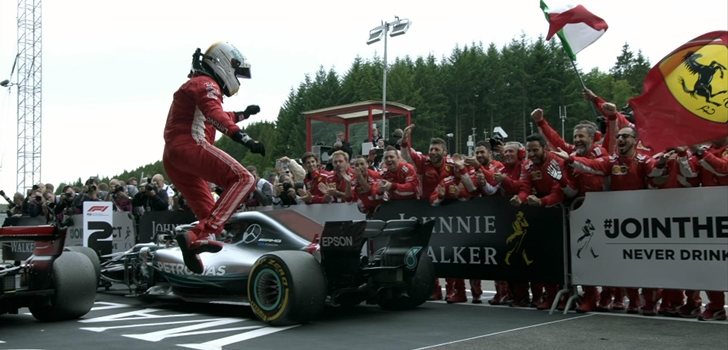 Vettel celebra su triunfo en Spa-Francorchamps