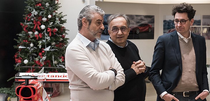 Binotto, junto a Arrivabene y Marchionne