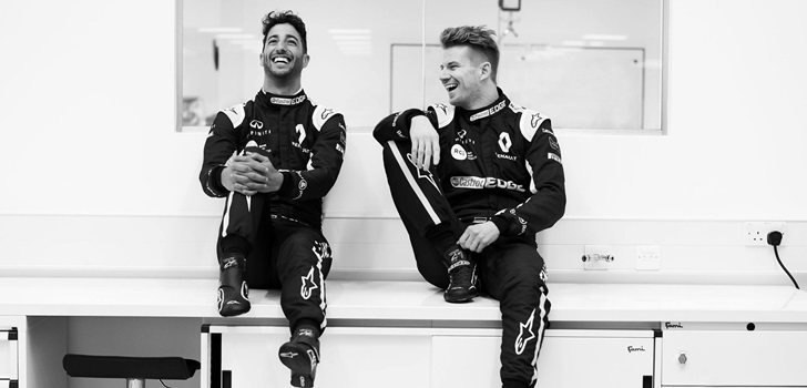 Ricciardo y Hülkenberg, sonrientes