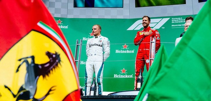 Vettel y Bottas, en el podio