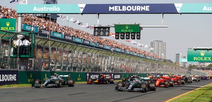 Monoplazas de F1 en la salida de Australia 20199