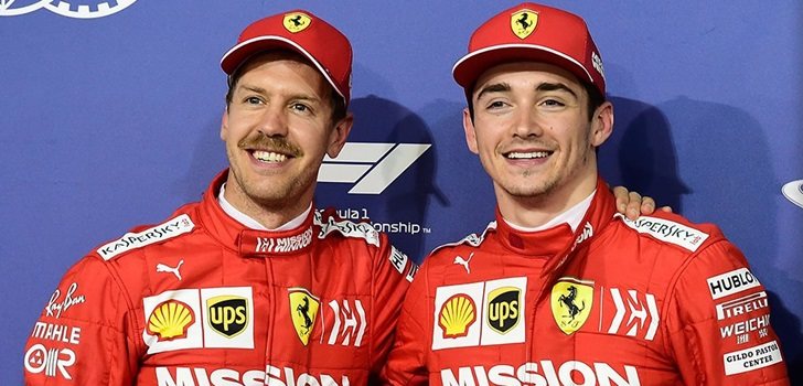 Vettel y Leclerc posan juntos