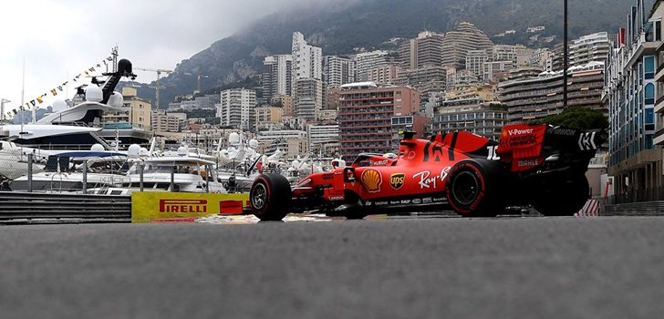 Leclerc, en el box de Mónaco