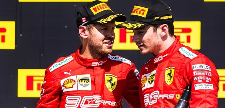 Vettel y Leclerc en el podio de Montreal