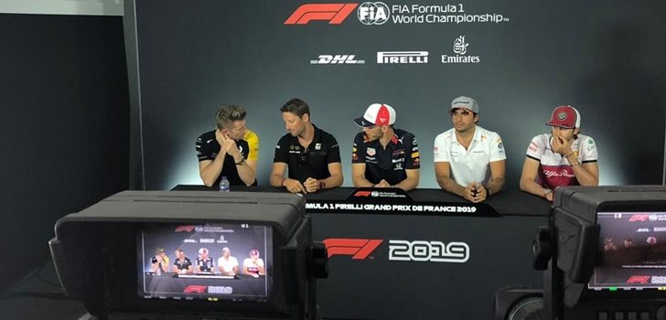 Pilotos de F1 en la rueda de prensa del GP de Francia