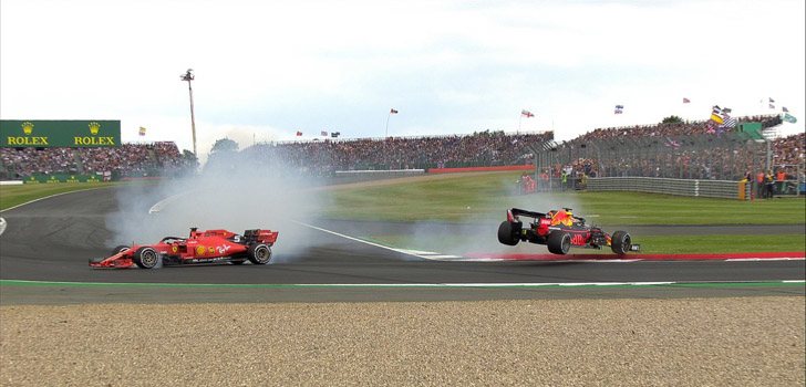 El incidente más sorprendente de la carrera en Silverstone, entre Vettel y Verstappen