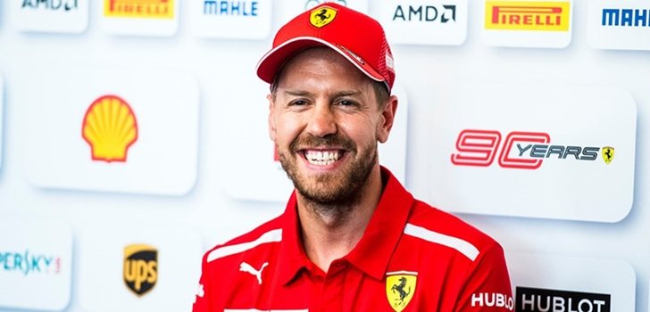 Vettel, durante la rueda de prensa de Silverstone