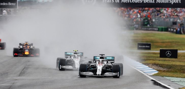 Los Mercedes, durante el GP de Alemania 2019