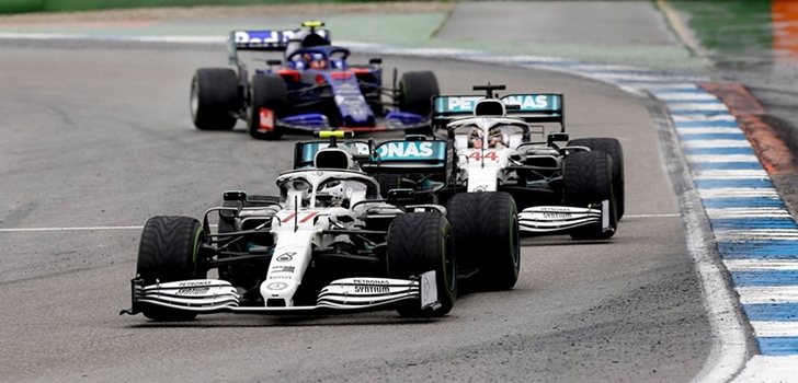 Los Mercedes, durante el GP de Alemania 2019