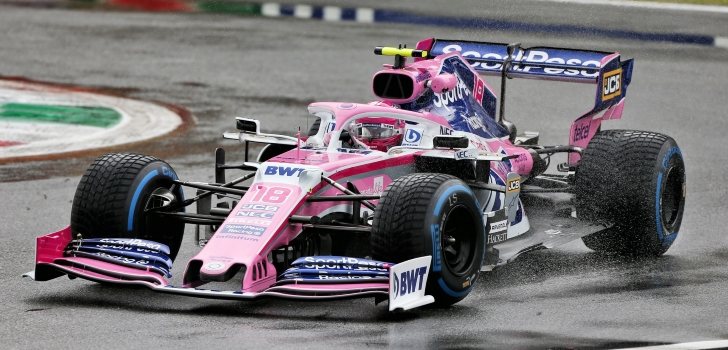 Lance Stroll pilotando en mojado en Monza