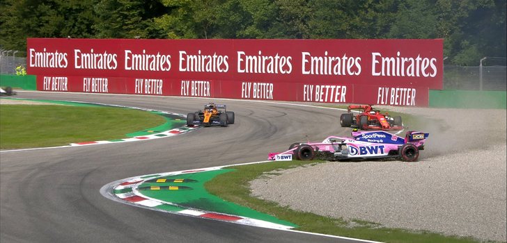 Incidente entre Vettel y Stroll en Italia