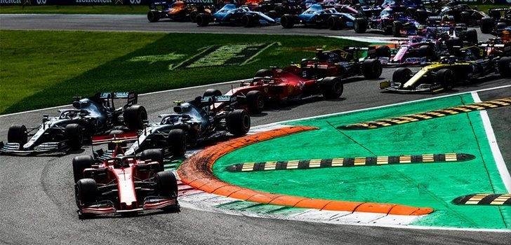 Los pilotos de F1, en la salida del GP de Italia 2019