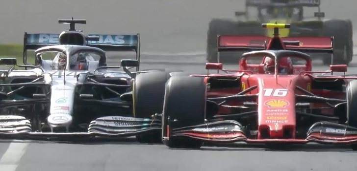 Hamilton y Leclerc, durante el pasado GP de Italia