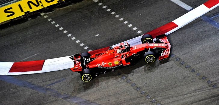 Sebastian Vettel, en los Libres 2 de Singapur