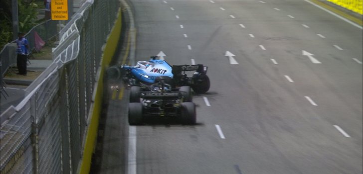 Accidente entre George Russell y Romain Grosjean