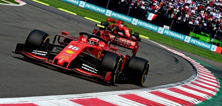 Leclerc y Vettel,durante el GP de México