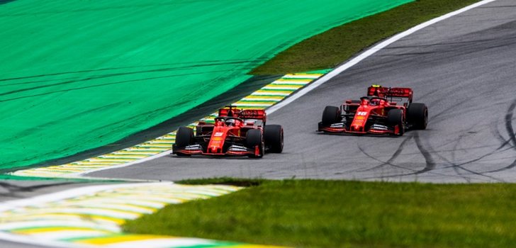 Vettel y Leclerc, durante la Qauly del GP de Brasil 2019