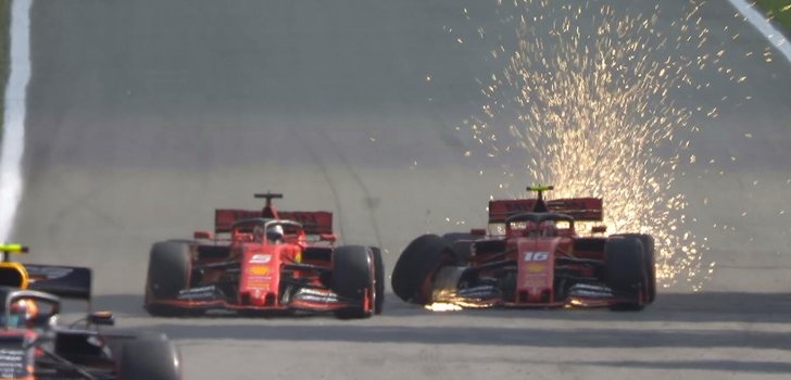 Vettel y Leclerc se tocan en Interlagos