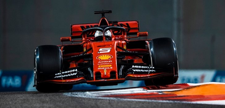 Vettel, durante el Gran premio de Abu Dabi 2019