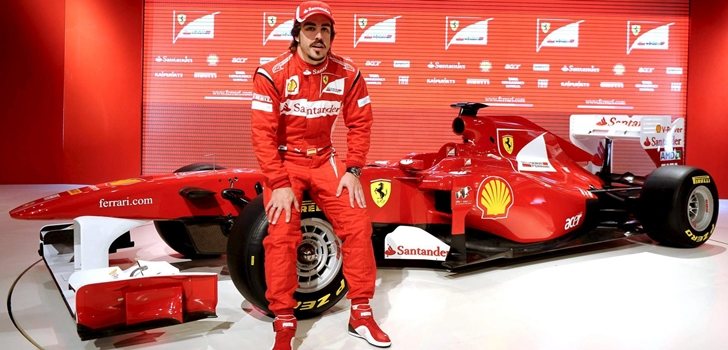 Alonso, durante la presentación del F150 de Ferrari