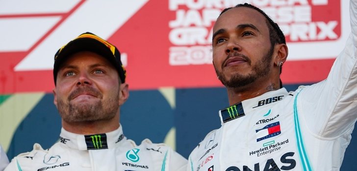 Bottas y hamilton, juntos en el podio