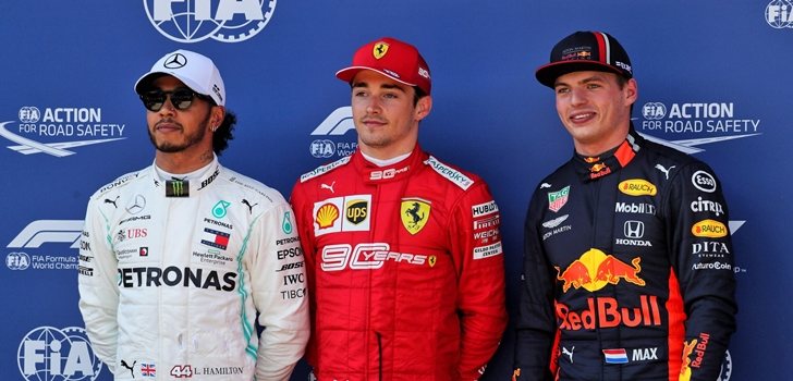 Hamilton, Leclerc y Verstappen, juntos tras una sesión clasificatoria