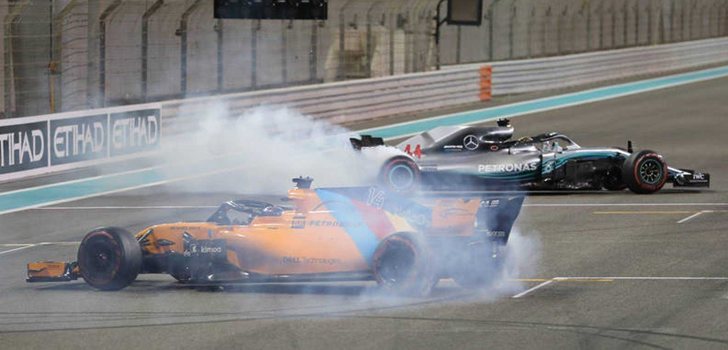 Hamilton y Alonso, en Abu Dabi 2018