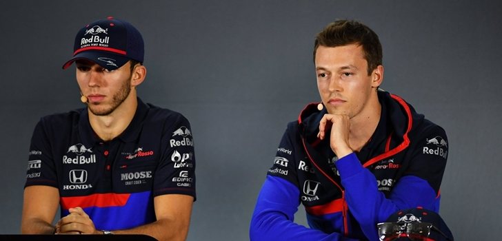 Gasly y Kvyat en una rueda de prensa previa al GP