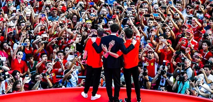 Vettel, Bonotto y Leclerc, junto a su afición