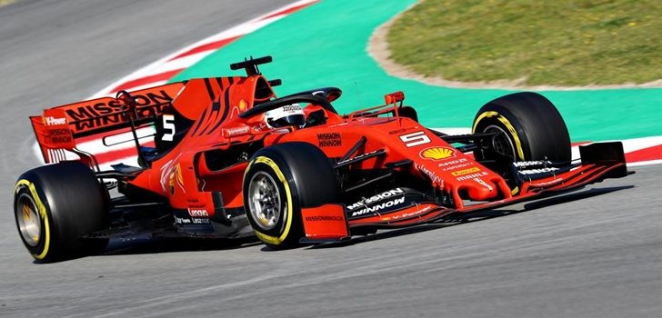 Vettel, durante el GP de Barcelona 2019