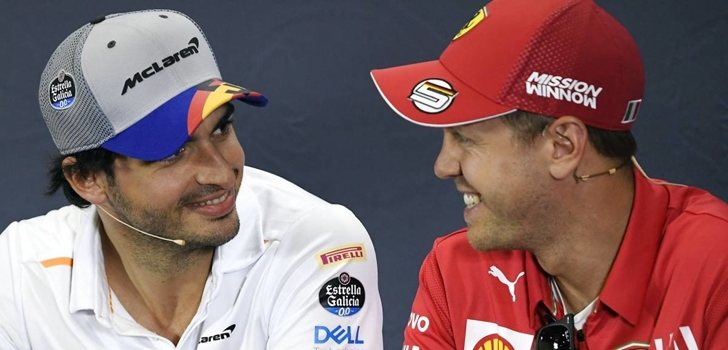 Sainz y vettel, juntos en una rueda de prensa de la F1