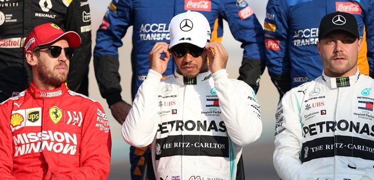 Vettel, junto a Hamilton y Bottas